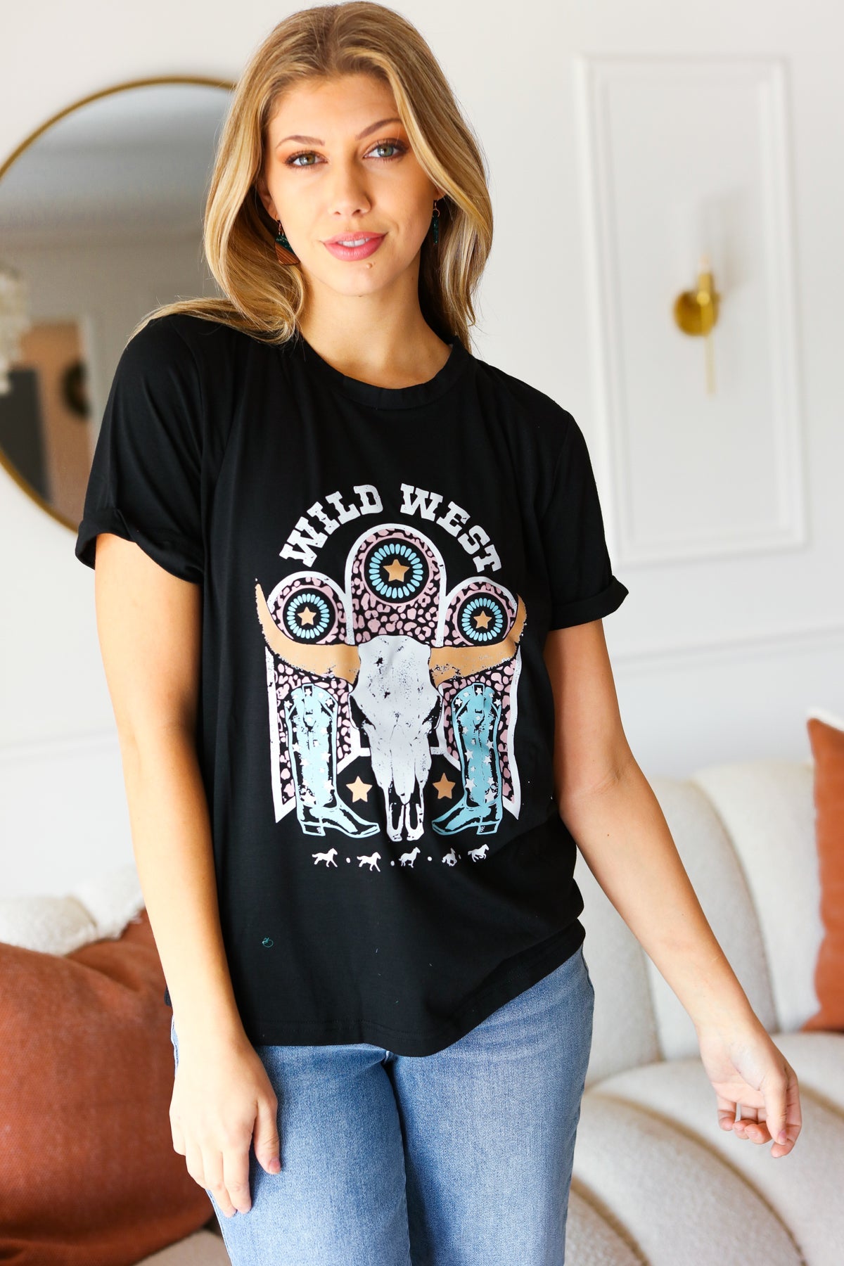 Black Cotton Wild West Graphic Tee