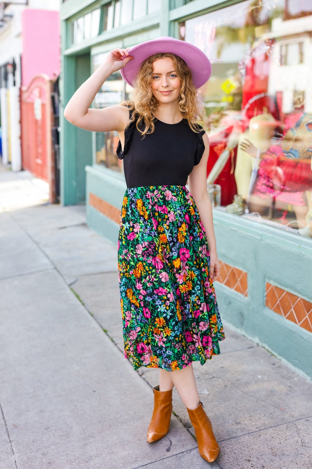 Lead The Way Black Multicolor Floral Lace Fit & Flare Lined Dress