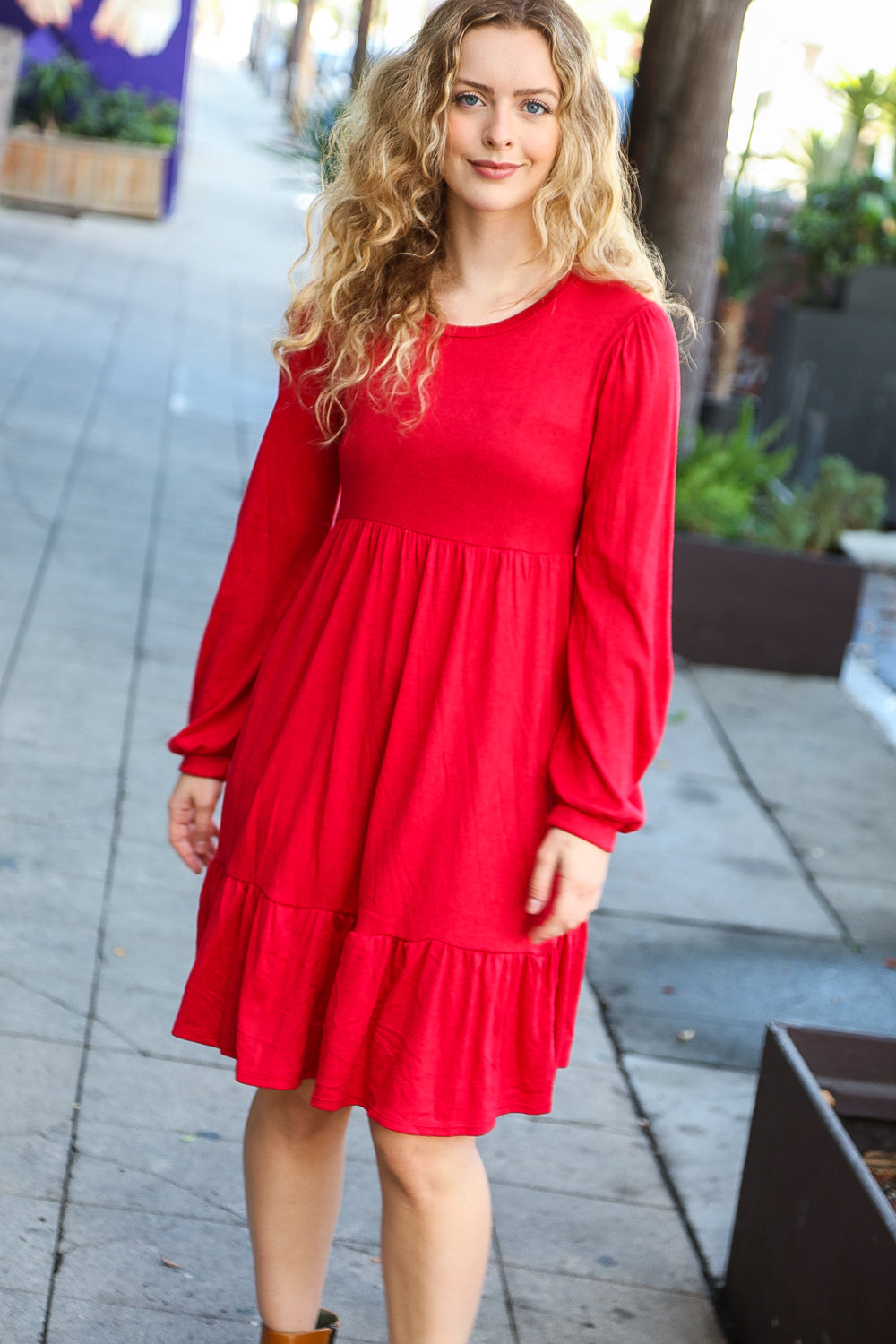 Lady In Red Hacci Fit & Flare Ruffle Dress