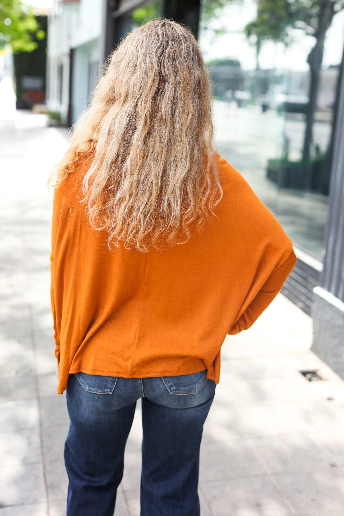 Rust Hacci Dolman Pocketed Sweater Top